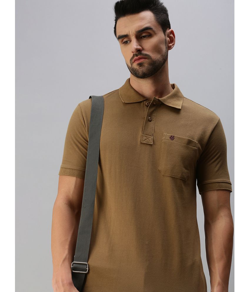     			ONN Pack of 1 Cotton Blend Regular Fit Solid Half Sleeves Men's Polo T Shirt ( Brown )