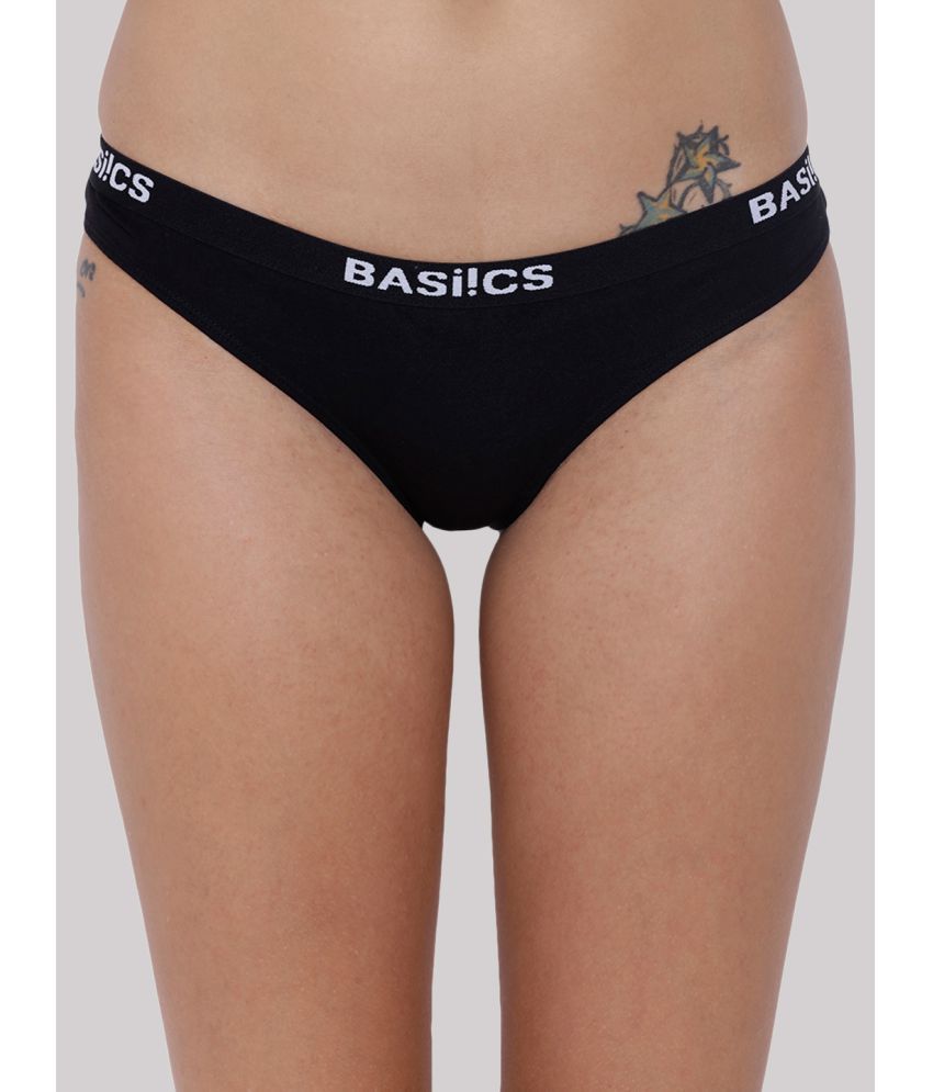     			BASIICS By La Intimo - Black BCPBR08 Cotton Lycra Solid Women's Bikini ( Pack of 1 )