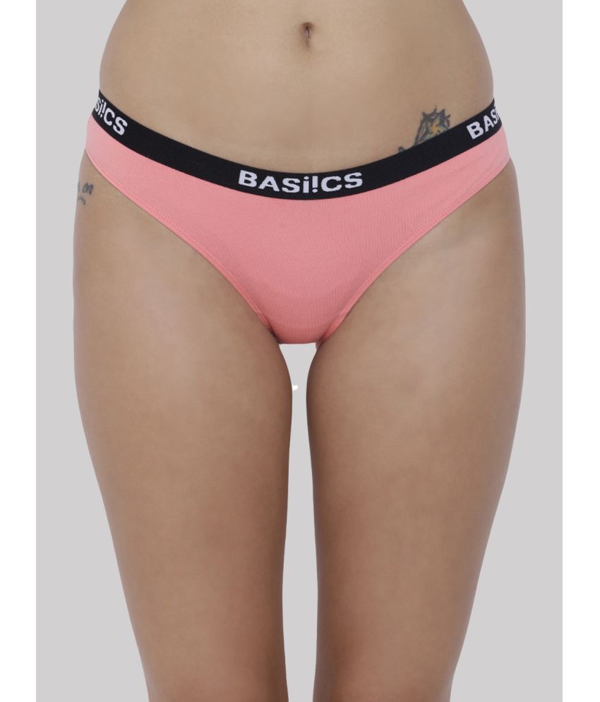     			BASIICS By La Intimo - Coral BCPBR08 Cotton Lycra Solid Women's Bikini ( Pack of 1 )