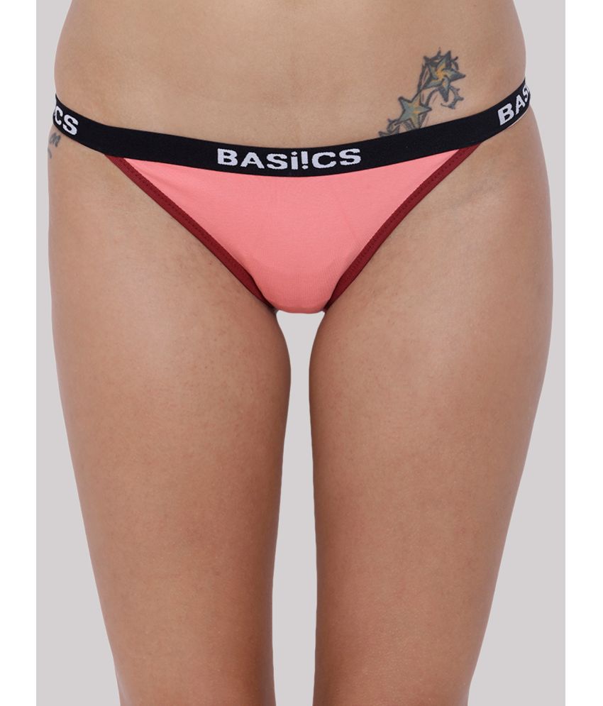     			BASIICS By La Intimo - Coral BCPBR09 Cotton Lycra Solid Women's Crotchless ( Pack of 1 )