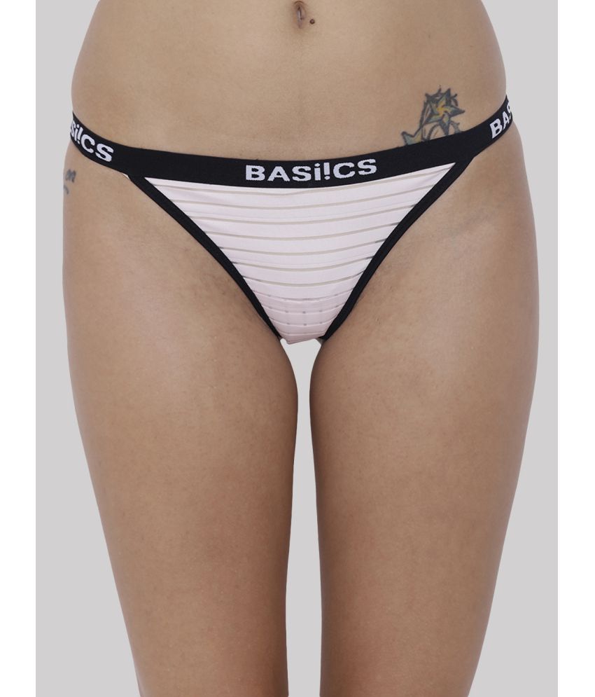     			BASIICS By La Intimo - Pink BCPTH01 Polyester Striped Women's Crotchless ( Pack of 1 )