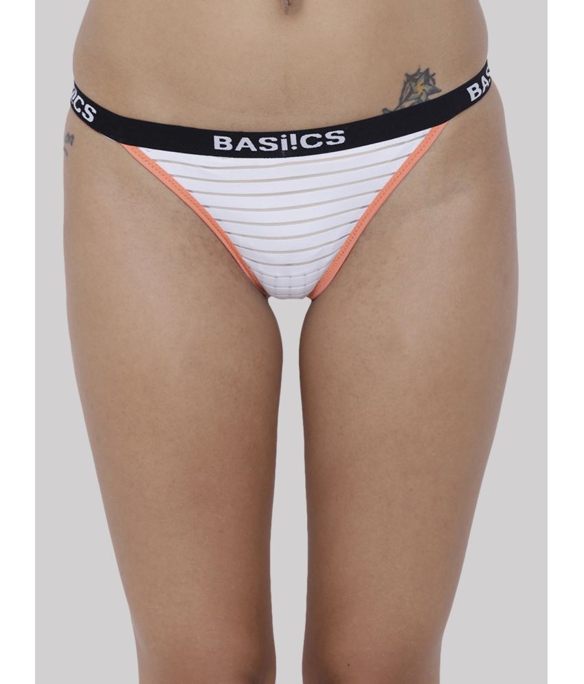     			BASIICS By La Intimo Polyester Striped Women's Crotchless ( White ) BCPTH01