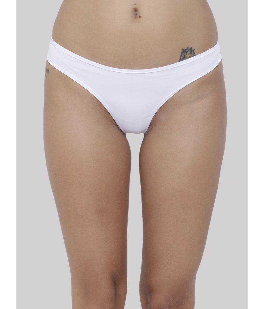     			BASIICS By La Intimo - White BCPSS01 Polyester Solid Women's Bikini ( Pack of 1 )