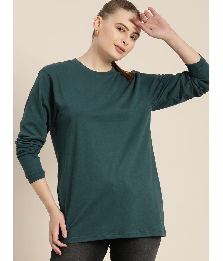     			Difference of Opinion - Green Cotton Loose Fit Women's T-Shirt ( Pack of 1 )
