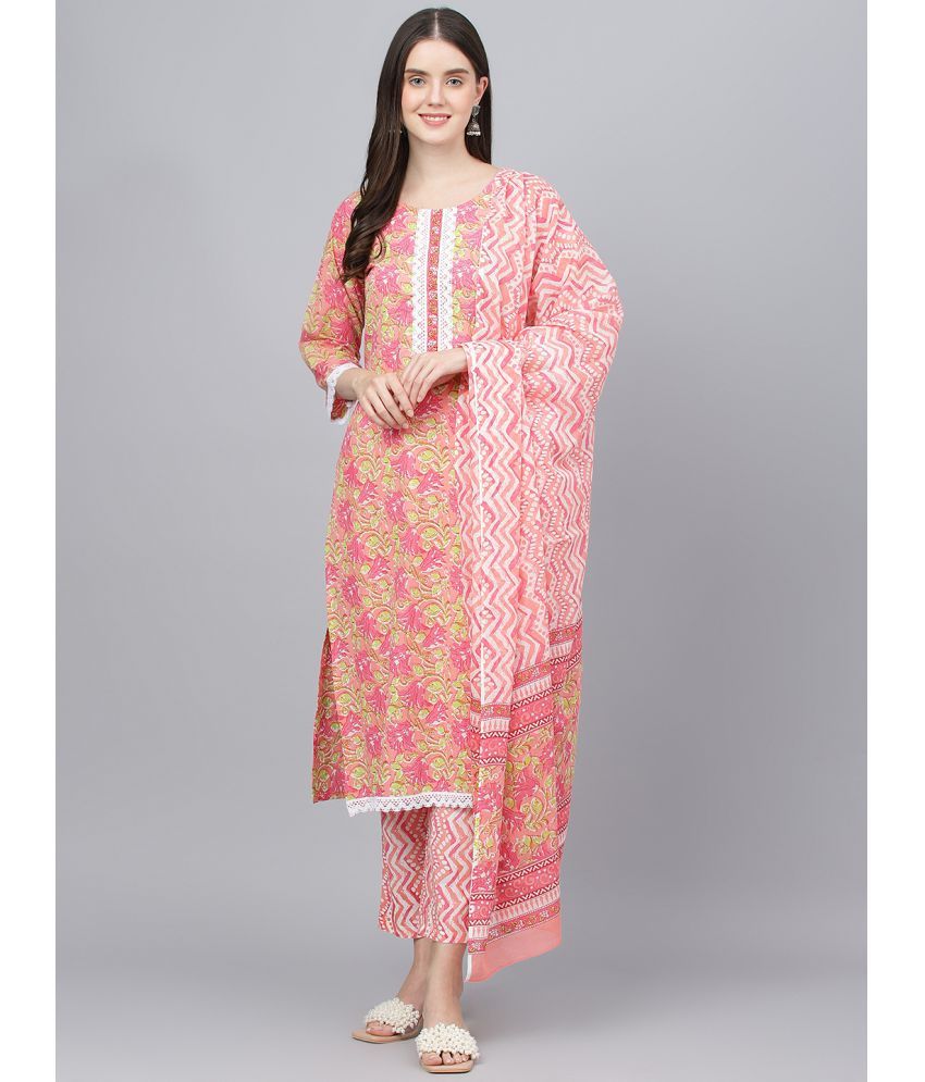     			Divena - Peach Straight Cotton Women's Stitched Salwar Suit ( Pack of 1 )