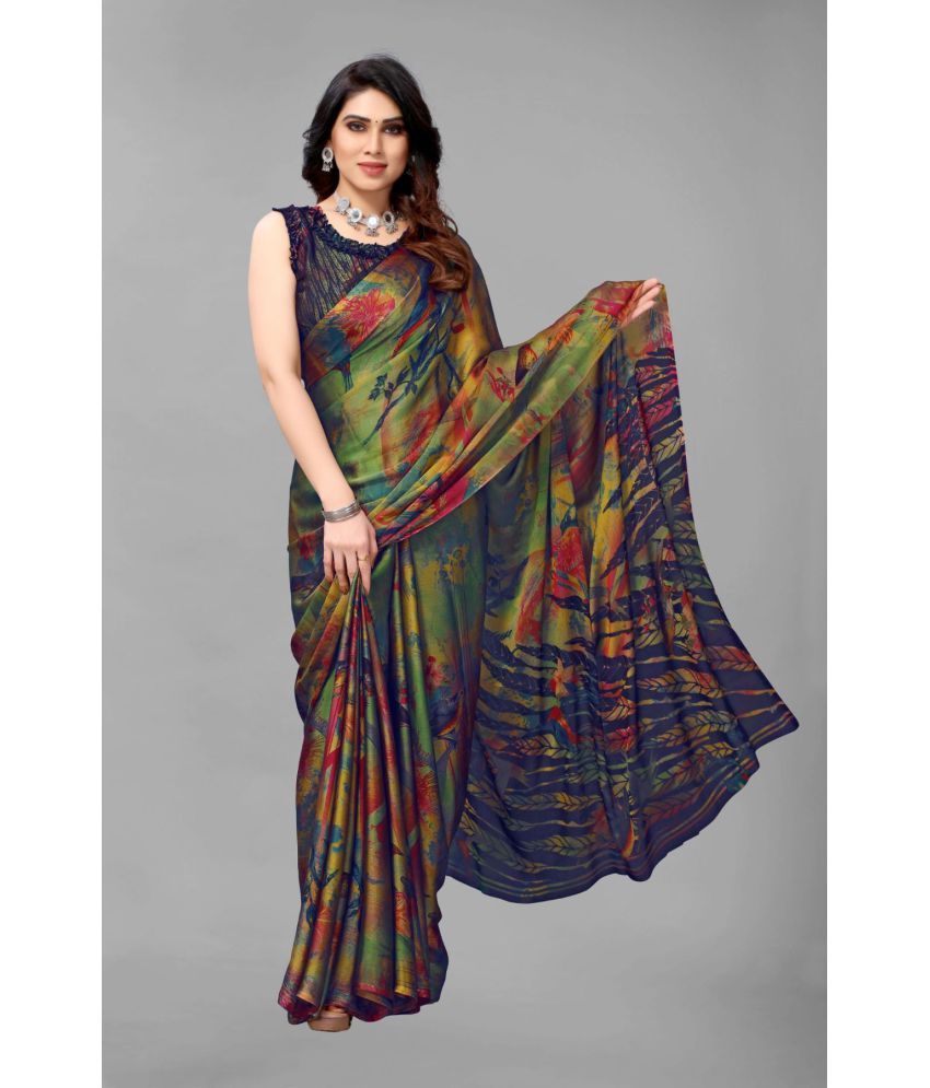     			FABMORA - Green Chiffon Saree With Blouse Piece ( Pack of 1 )