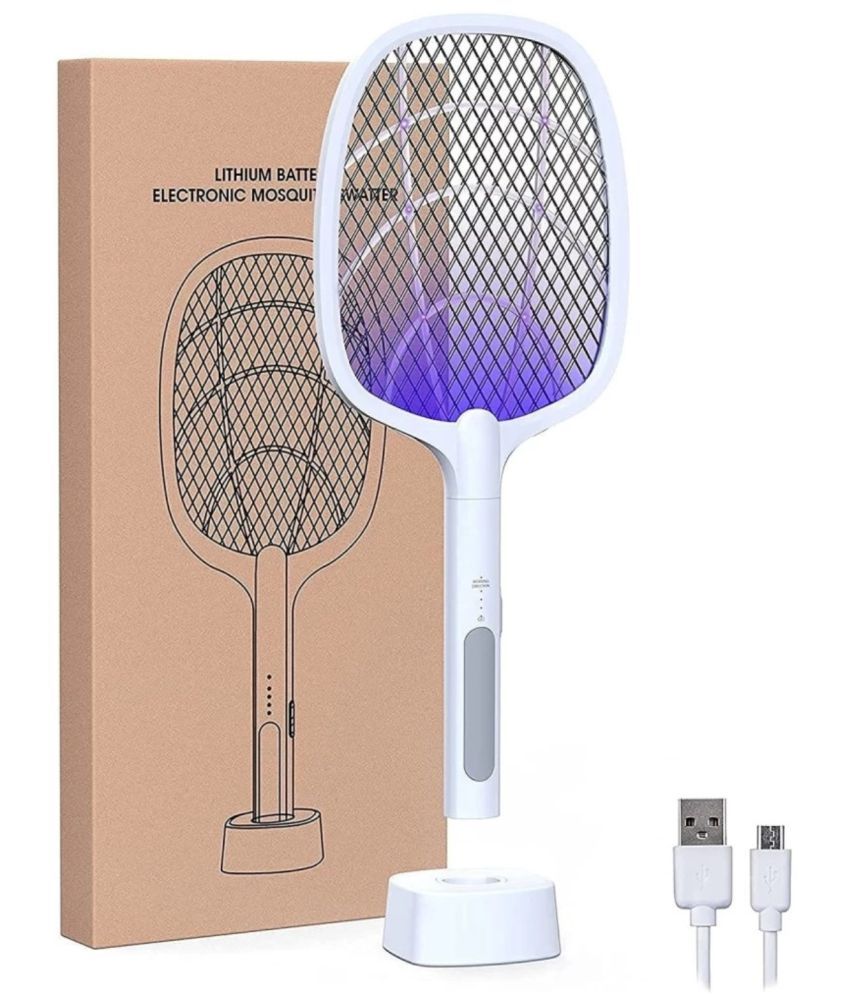     			FLOZACK 3 in1 Rechargable Mosquito Killer Racket Bat with L:ED UV Light Lamp Bug - Electric Racquet ( Pack of 1 )