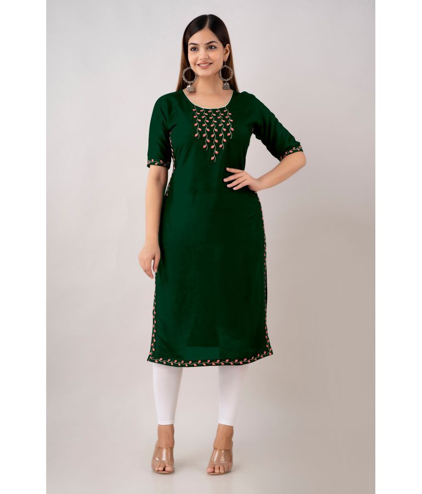     			Kapadia - Green Rayon Women's Straight Kurti ( Pack of 1 )