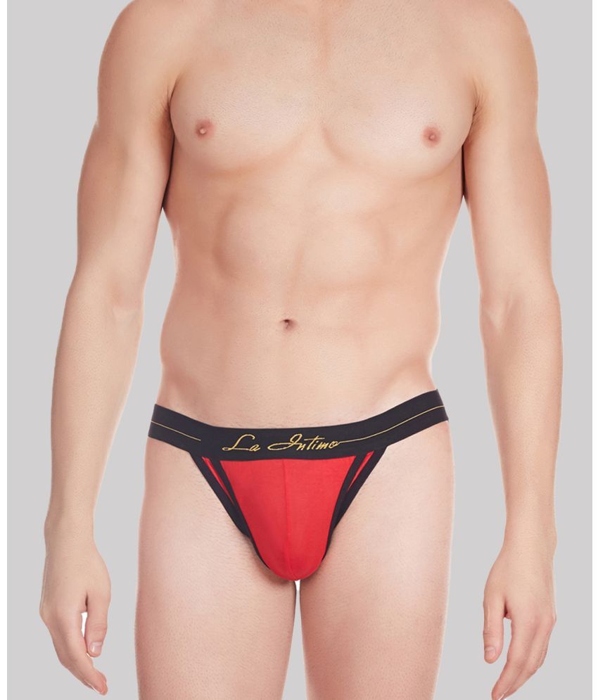     			La Intimo Pack of 1 Spandex Thongs For Men's ( Red )