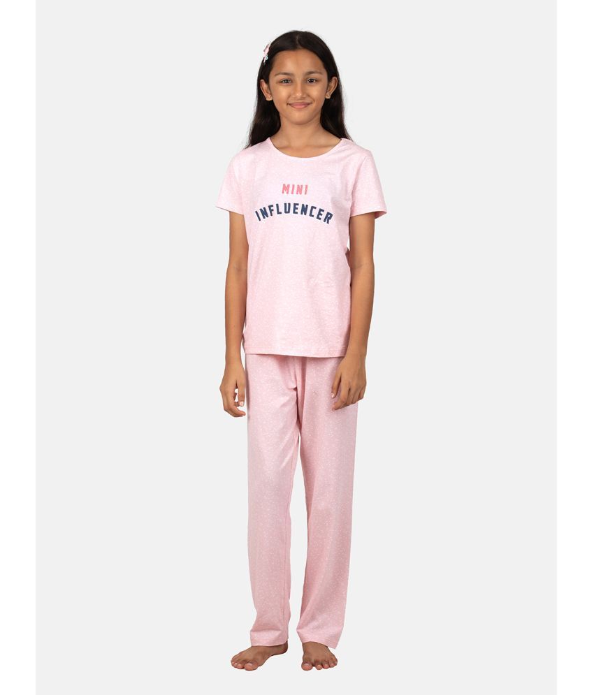     			Mackly Pack of 1 Girls Cotton Blend Top With Pajama ( Peach )