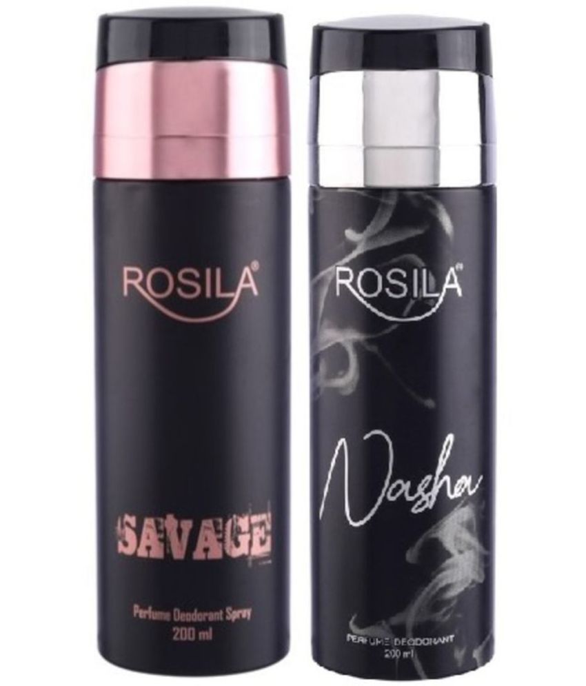     			ROSILA - 1 NASHA &1SAVAGE DEODORANT ,200MLPACK 2. Deodorant Spray for Men,Women 400 ml ( Pack of 2 )