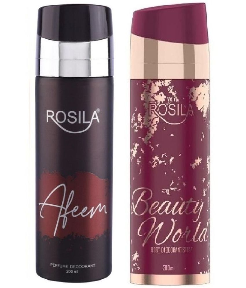     			ROSILA - AFEEM, BEAUTY WORLD DEODORANT,200ML EACH Deodorant Spray for Women,Men 400 ml ( Pack of 2 )