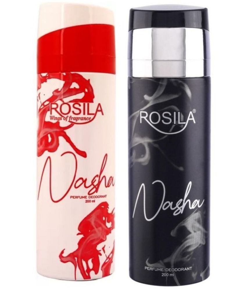     			ROSILA - NASHA,HAWK DEODORANT,200ML EACH Deodorant Spray for Men,Women 400 ml ( Pack of 2 )