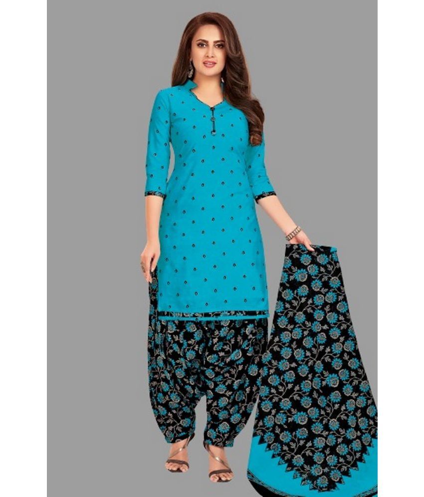     			SIMMU - Blue Straight Cotton Women's Stitched Salwar Suit ( Pack of 1 )