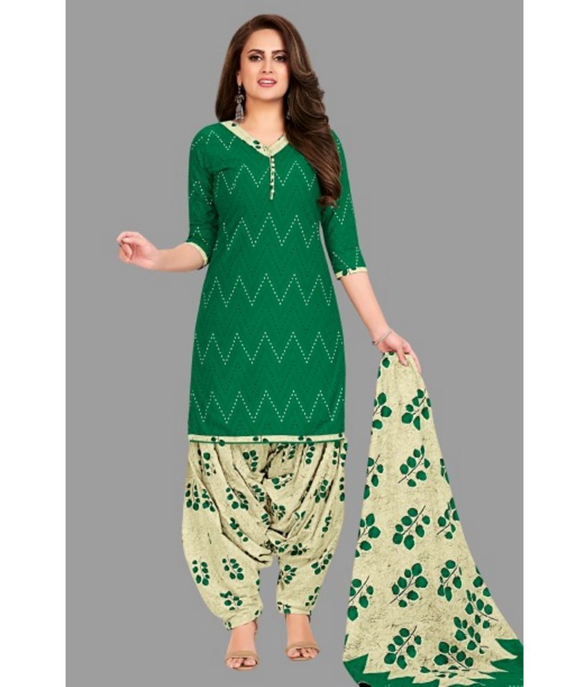     			SIMMU - Green Straight Cotton Women's Stitched Salwar Suit ( Pack of 1 )