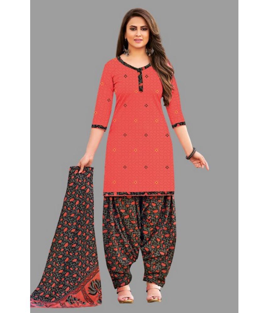     			SIMMU - Unstitched Red Cotton Dress Material ( Pack of 1 )