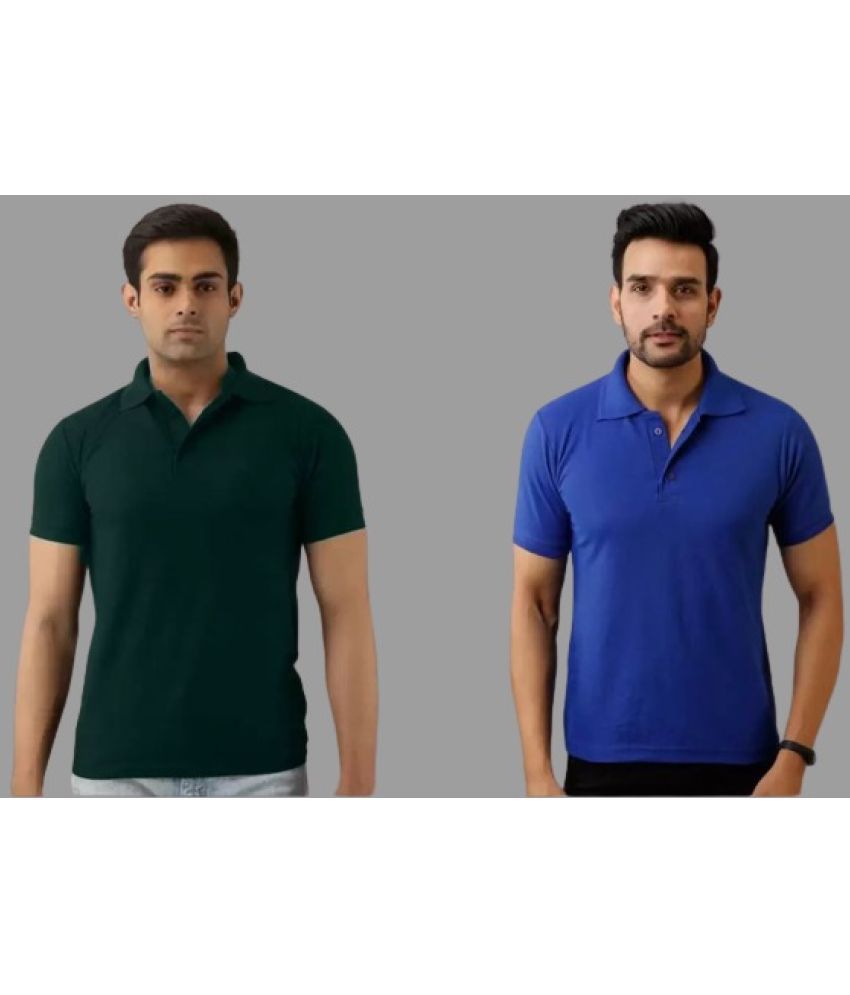     			SKYRISE - Multicolor Cotton Blend Slim Fit Men's Polo T Shirt ( Pack of 2 )