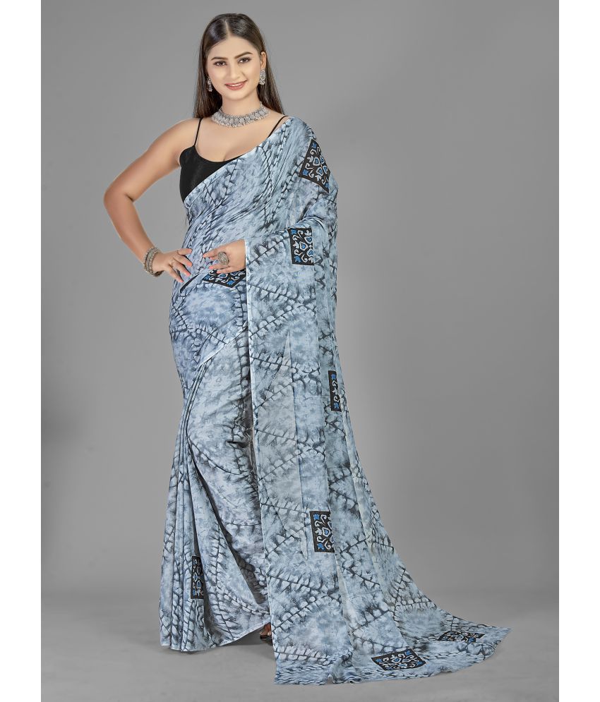     			ANAND SAREES - Grey Georgette Saree Without Blouse Piece ( Pack of 1 )
