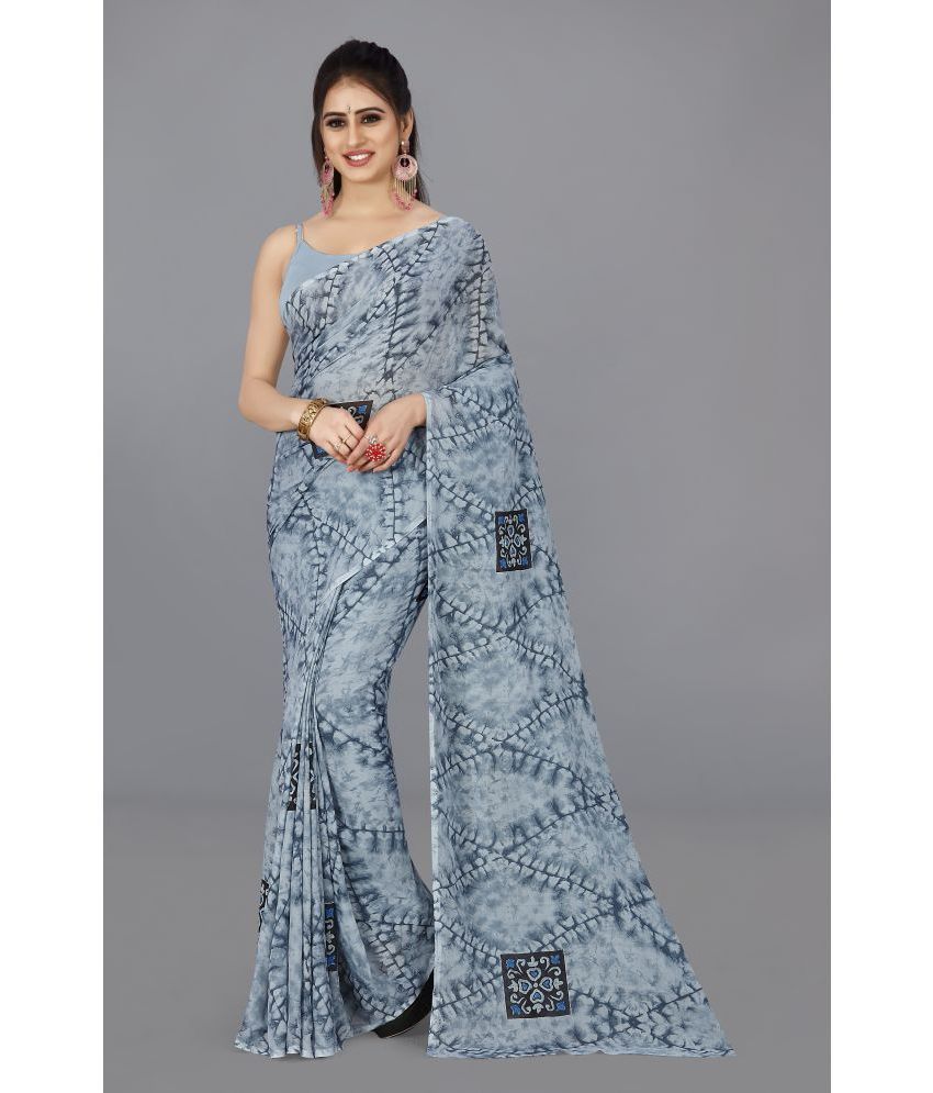     			ANAND SAREES - Grey Georgette Saree Without Blouse Piece ( Pack of 1 )