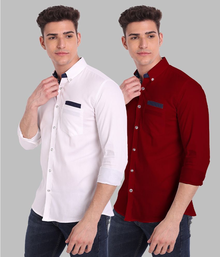     			Vida Loca - Maroon Cotton Blend Slim Fit Men's Casual Shirt ( Pack of 2 )