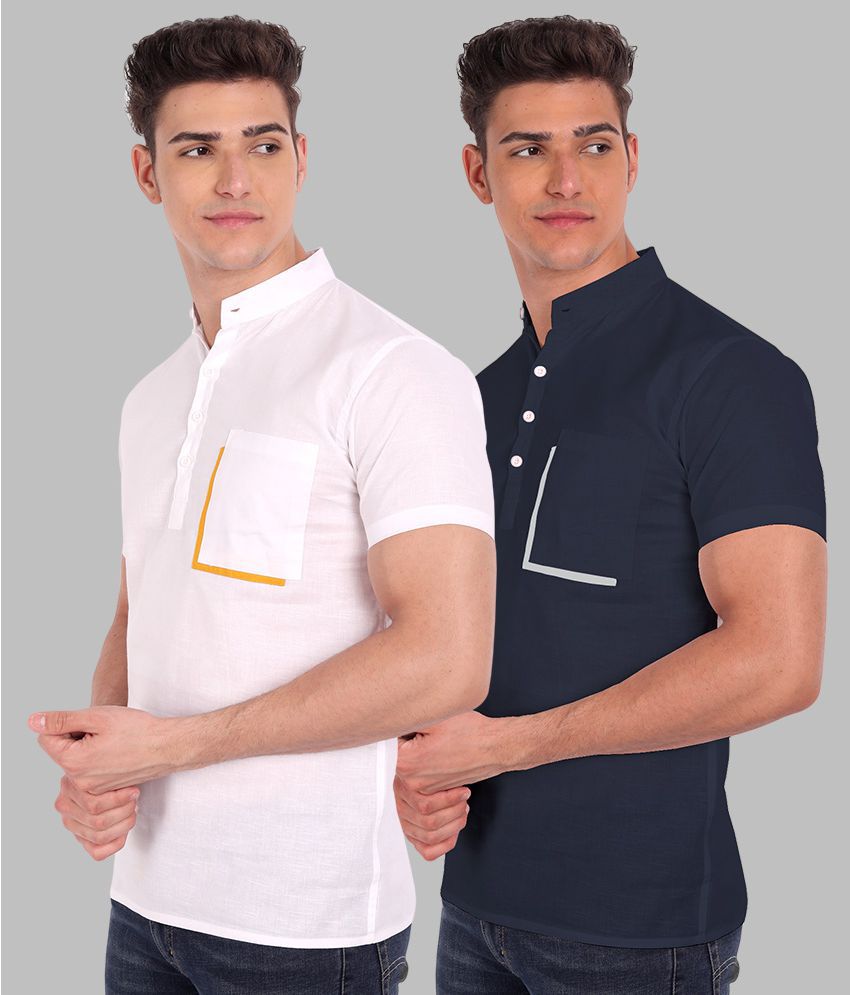     			Vida Loca - Navy 100% Cotton Slim Fit Men's Casual Shirt ( Pack of 2 )