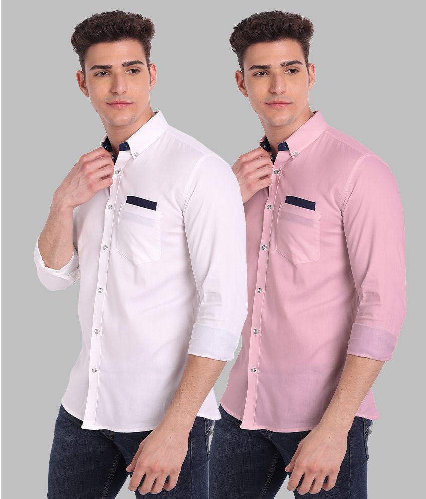     			Vida Loca - Pink Cotton Blend Slim Fit Men's Casual Shirt ( Pack of 2 )
