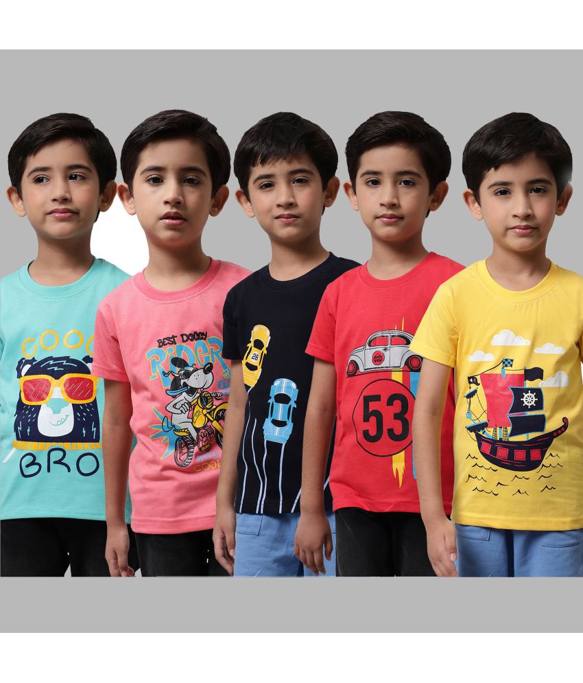     			Little Zing - Multi Color Cotton Boy's T-Shirt ( Pack of 5 )