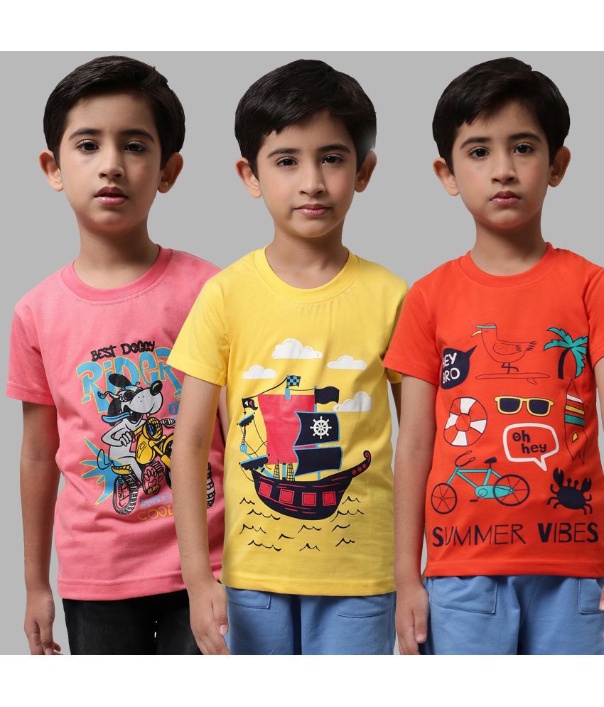     			Little Zing - Multicolor Cotton Boy's T-Shirt ( Pack of 3 )