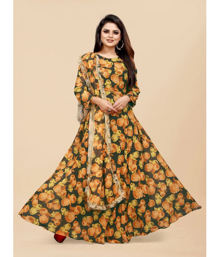     			Aika - Yellow Georgette Women's Gown ( Pack of 1 )