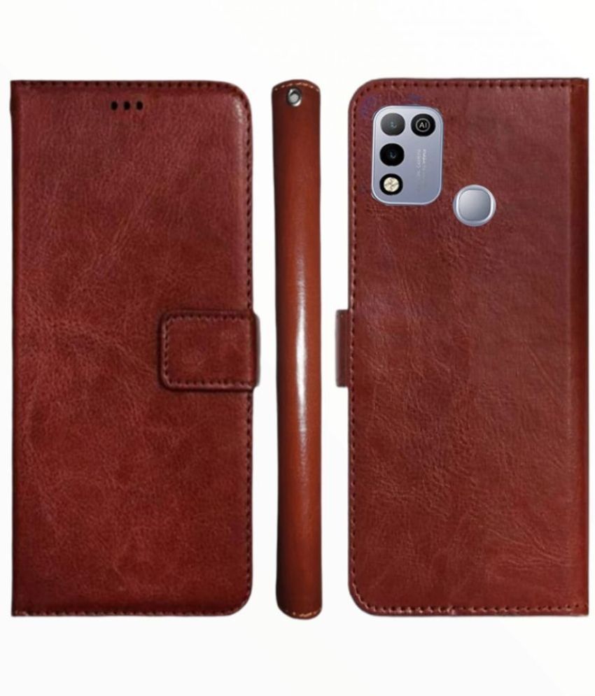     			Bangdu - Brown Artificial Leather Flip Cover Compatible For infinix smart 5 ( Pack of 1 )