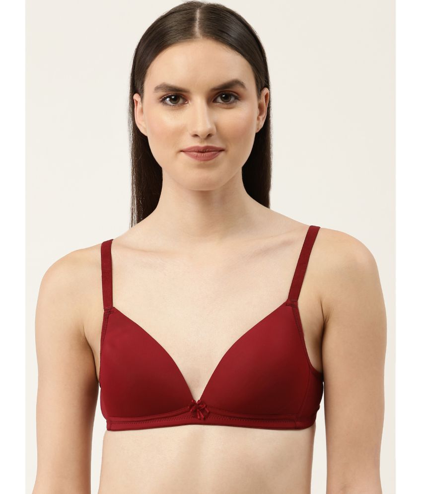     			Leading Lady - Maroon Polyester Lightly Padded Women's T-Shirt Bra ( Pack of 1 )