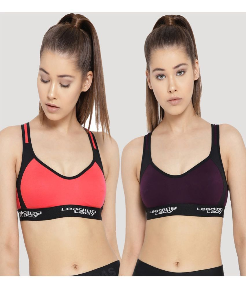     			Leading Lady Pack of 2 Cotton Non Padded Women's T-Shirt Bra ( Purple )