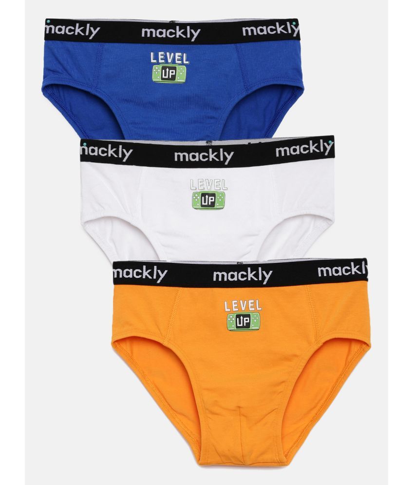     			Mackly Pack of 3 Boys Cotton Blend Briefs ( Blue )