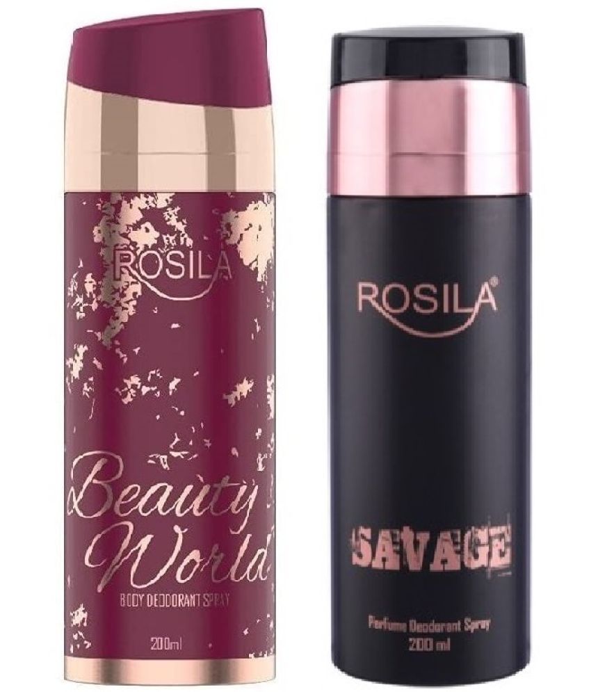     			ROSILA - 1 WARRIOR 1 BEAUTY WORLD DEODORANT Deodorant Spray for Men,Women 400 ml ( Pack of 2 )