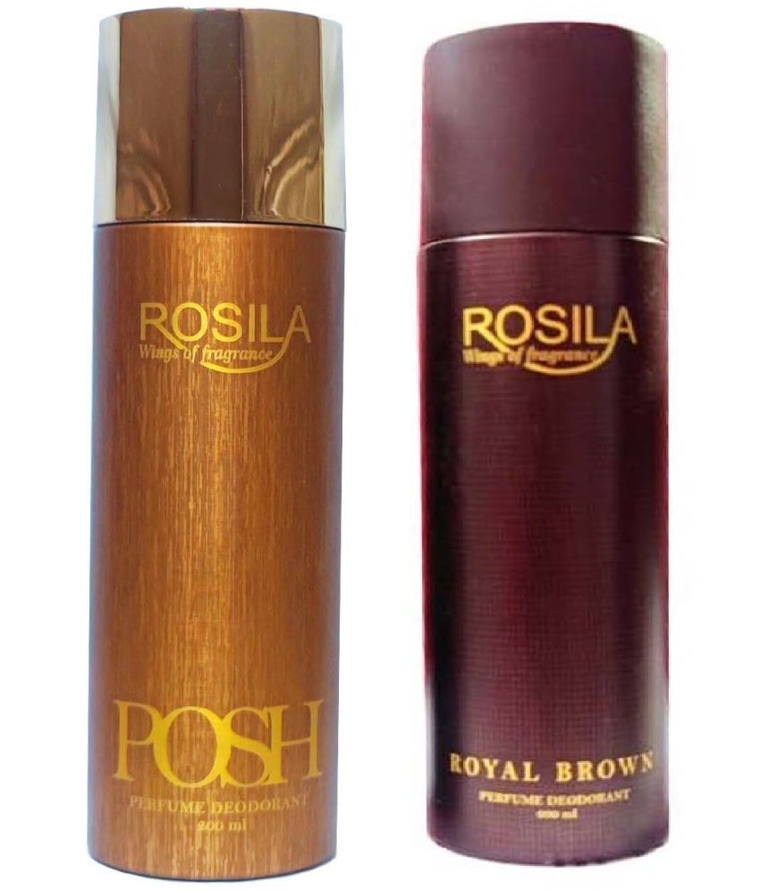    			ROSILA - POSH &ROYAL BROWN DEODORANT ,200ML EACH Deodorant Spray for Unisex 400 ml ( Pack of 2 )