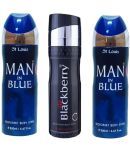 St Louis - 2 MAN IN BLUE ,1 BLACK BERRY . Deodorant Spray for Men,Women 600 ml ( Pack of 3 )