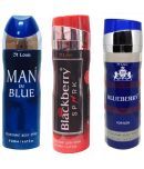 St Louis - MAN IN BLUE ,  SPARK , BLUEBERRY. Deodorant Spray for Men,Women 600 ml ( Pack of 3 )