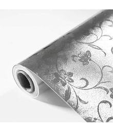 Gatih - ilver Flower Design Self Adhesive Wallpaper Wallpaper ( Pack of 1 )
