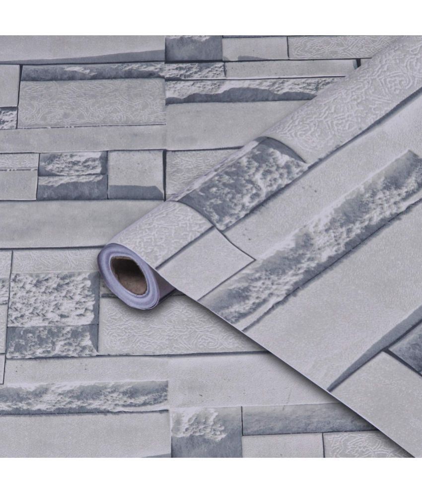     			KAAF - Premium Grey Bricks Look Wallpaper ( 40 x 500 ) cm ( Pack of 1 )