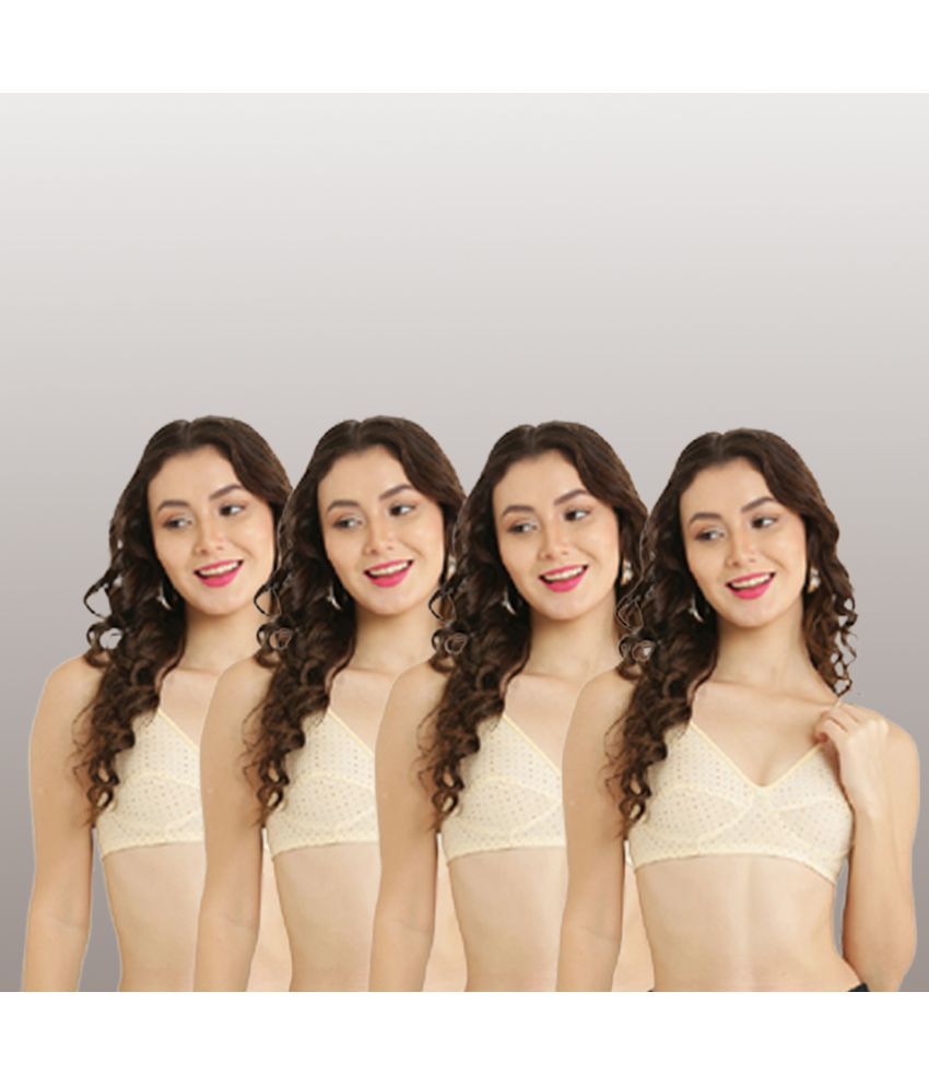     			Hobby Lobby - Beige Cotton Blend Non Padded Women's Teenage Bra ( Pack of 4 )