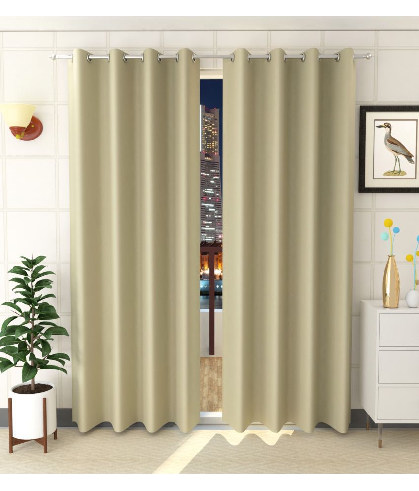     			Homefab India Solid Blackout Eyelet Long Door Curtain 9ft (Pack of 2) - Green