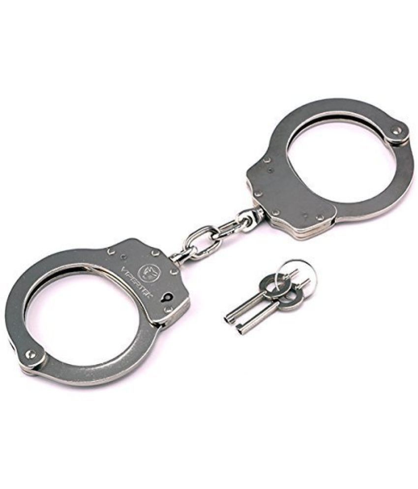     			Kaku Fancy Dresses Hand Cuffs for Kids Cop Sheriff Officer Handcuff Toy Role Play Costume Accessories Metal Fur Handcuffs Hathkadi Toy - Silver (Pack of 1)