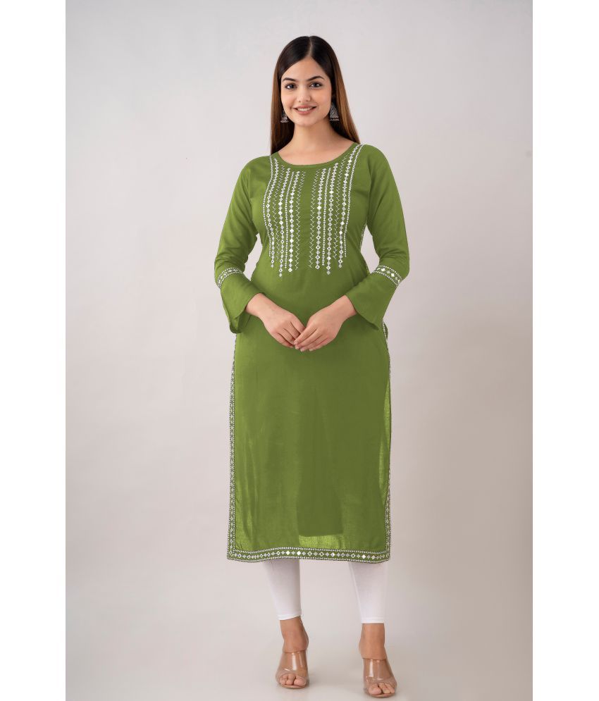     			Kapadia - Green Rayon Women's Straight Kurti ( Pack of 1 )