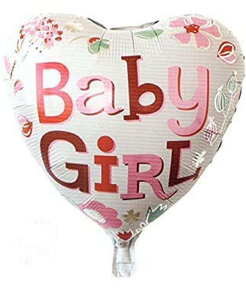     			Lalantopparties Baby Girl Printed Foil Balloon Heart Shape 18 inch For Birthday decoration, girl decoration, theme decoration, baby decoration, welcome home decoration, surprise decoration (Pack of 1)