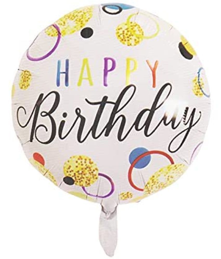     			Lalantopparties Happy Birthday circles confetti Printed Foil Balloon Round 18 inch balloon for Birthday decoration, theme decoration, baby decoration, bachelorette, bachelors party, Multicolor (Pack of 1)