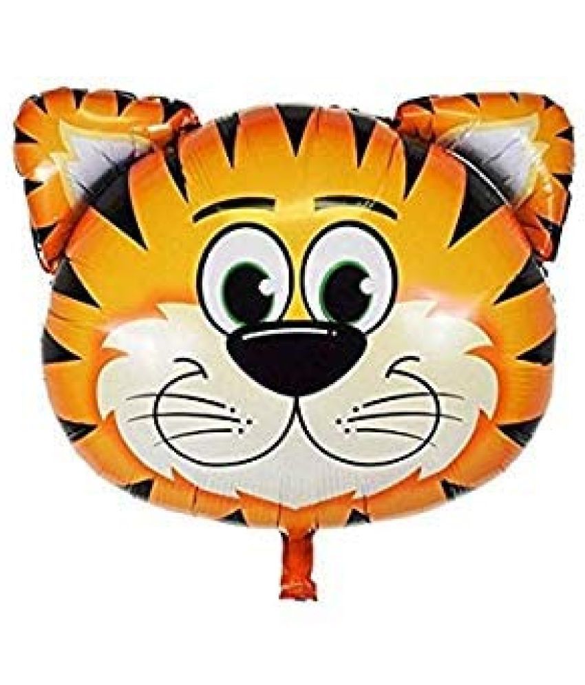     			Lalantopparties Jungle theme Printed Large Tiger Head Foil Balloon For birthday, baby decorationparty decorations, balloon bouquets, animal theme, shoot props, Multicolor (Pack of 1)
