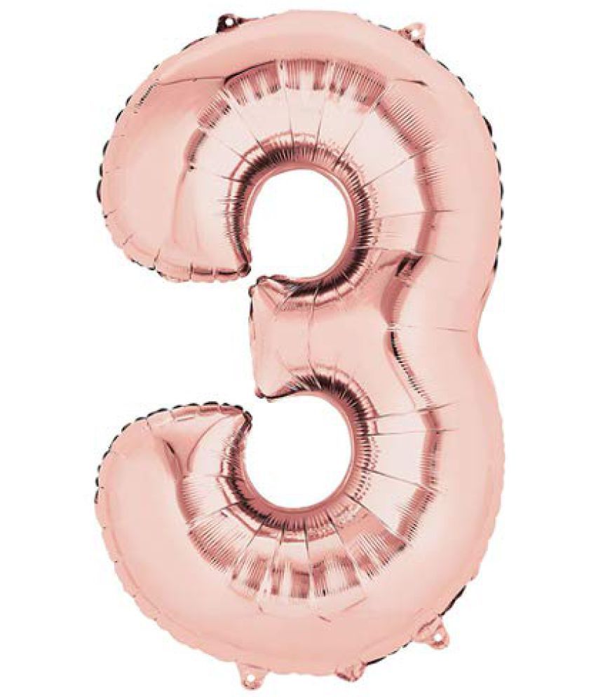     			Lalantopparties Number foil balloon 16 inch 3 number For party decoration, birthday, anniversary, wedding, valentine, baby decoration, bachelorette, bachelors, christmas decoration, Rose Gold (Pack of 1)