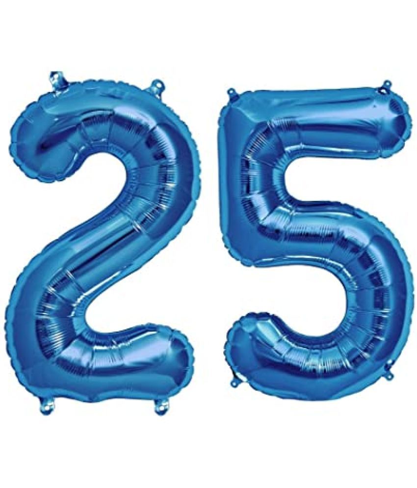     			Lalantopparties Number foil balloon 16 inch 25 number For party decoration, birthday, anniversary, wedding, valentine, baby decoration, bachelorette, bachelors, christmas decoration, Blue (Pack of 1)