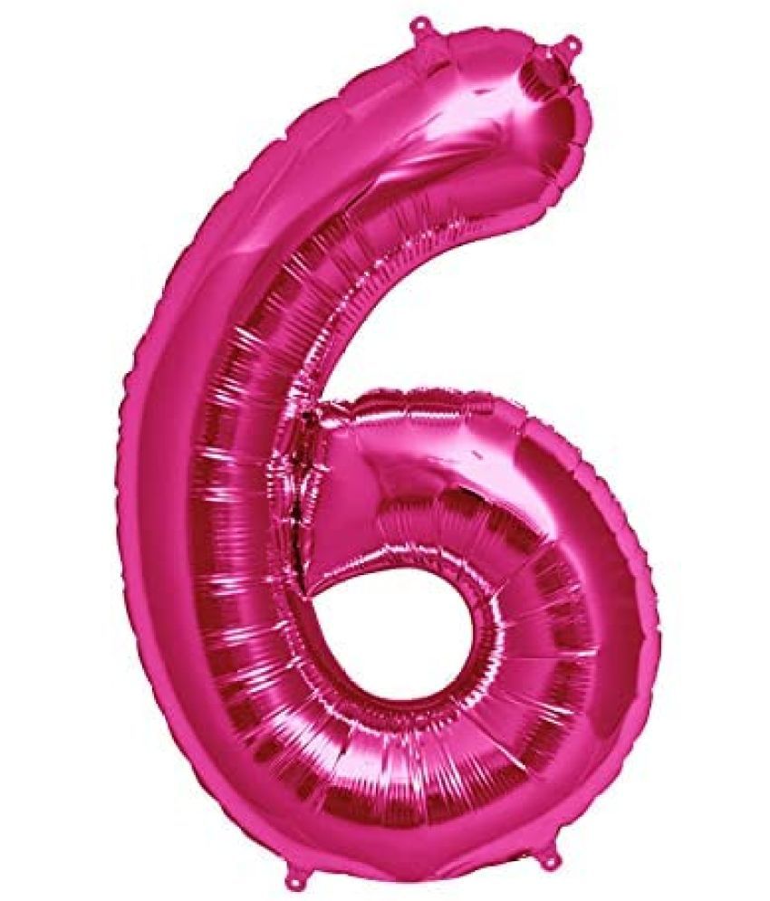     			Lalantopparties Number foil balloon 16 inch 6 number For party decoration, birthday, anniversary, wedding, valentine, baby decoration, bachelorette, bachelors, christmas decoration, Pink (Pack of 1)