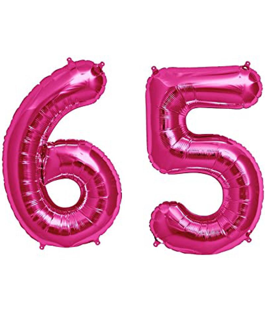     			Lalantopparties Number foil balloon 16 inch 65 number For party decoration, birthday, anniversary, wedding, valentine, baby decoration, bachelorette, bachelors, christmas decoration, Pink (Pack of 1)